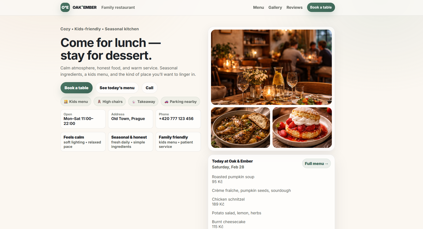 Restaurant UI sample
